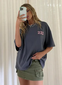 Princess Polly 222 Alignment Oversized Tee  Slate Discount