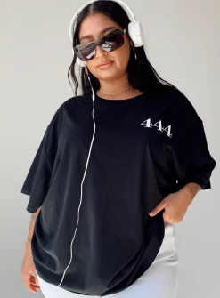 Princess Polly 444 Oversize Teecurve   Black Flash Sale