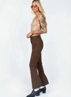 Princess Polly Aalia Wide Leg Denim Jeans  Brown New