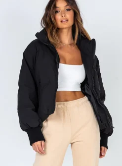 Princess Polly Abe Puffer Jacket  Black Best