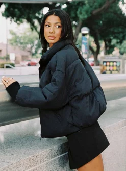 Princess Polly Abe Puffer Jacket  Black Best