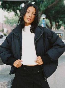 Princess Polly Abe Puffer Jacket  Black Best