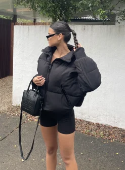 Princess Polly Abe Puffer Jacket  Black Best