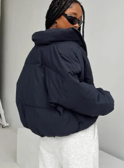 Princess Polly Abe Puffer Jacket Navy New