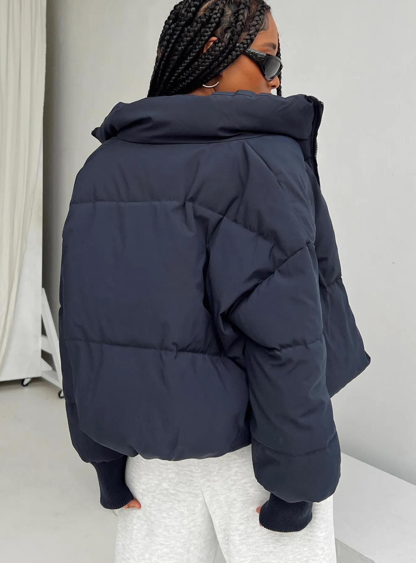 Princess Polly Abe Puffer Jacket Navy New