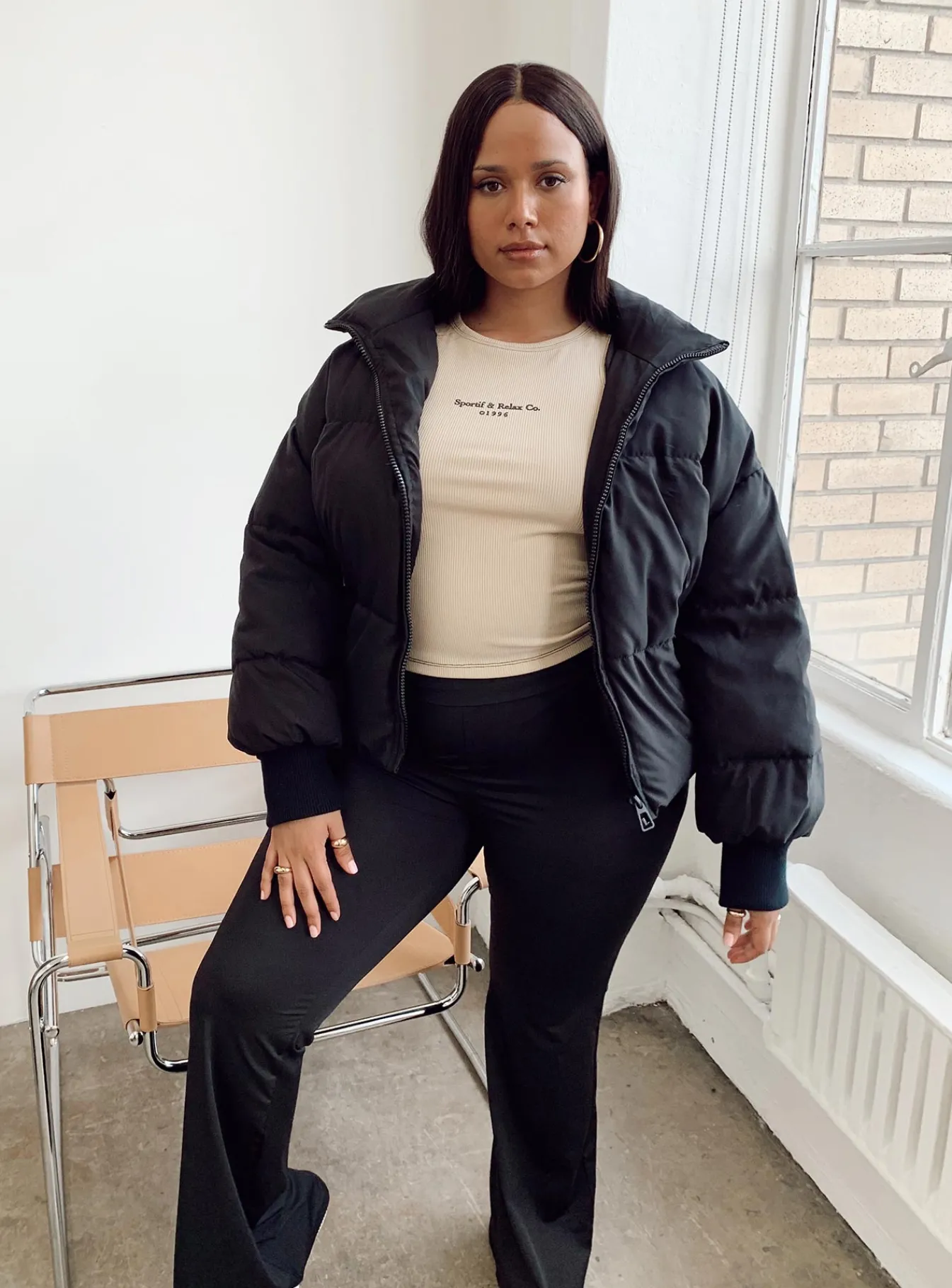 Princess Polly Abe Puffer Jacketcurve Black Best Sale