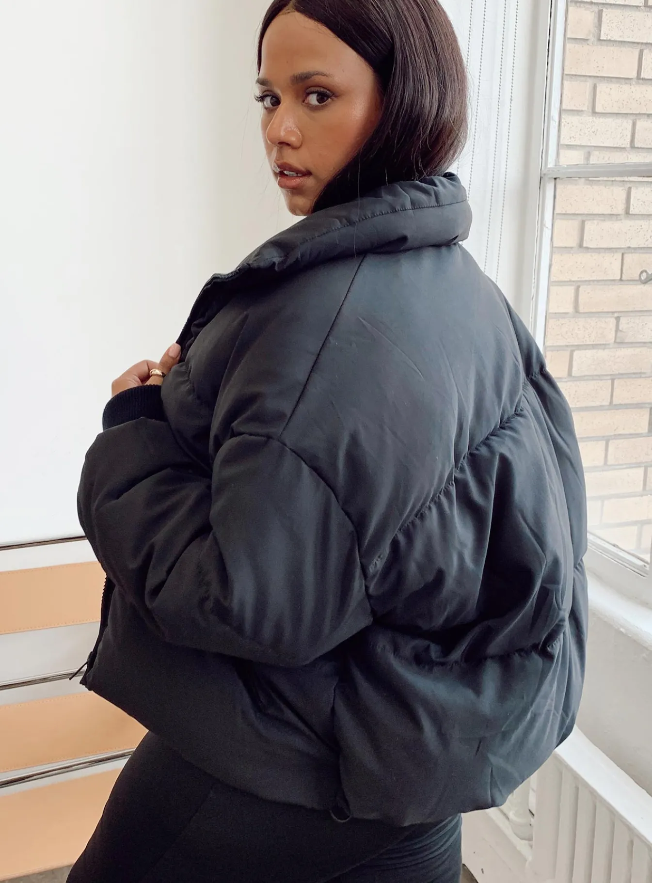 Princess Polly Abe Puffer Jacketcurve Black Best Sale