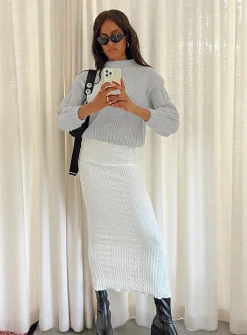 Princess Polly Abercairn Knit Maxi Skirt  White Best Sale