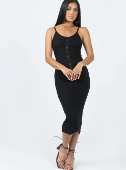 Princess Polly Abigail Midi Dress  Black Discount
