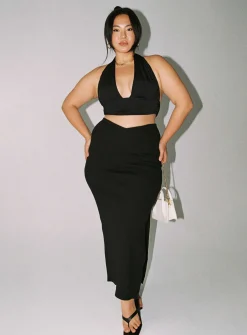 Princess Polly Abigail Midi Skirtcurve   Black Clearance