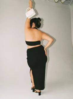 Princess Polly Abigail Midi Skirtcurve   Black Clearance