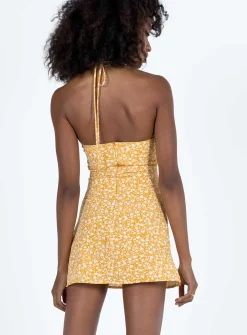 Princess Polly Acer Mini Dress  Yellow Floral Discount