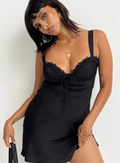 Princess Polly Acklin Mini Dress  Black Sale