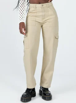 Princess Polly Adelaide Cargo Jeans  Stone Cheap