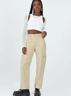 Princess Polly Adelaide Cargo Jeans  Stone Cheap