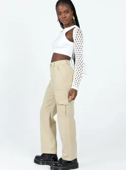 Princess Polly Adelaide Cargo Jeans  Stone Cheap