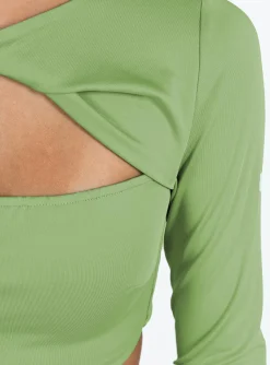 Princess Polly Aden Long Sleeve Twist Top  Green Cheap