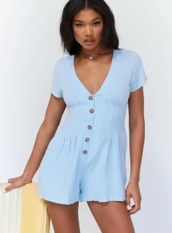 Princess Polly Adi Romper  Blue Fashion