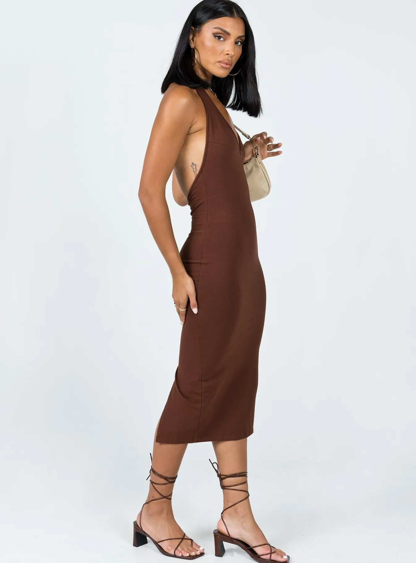 Princess Polly Aditya Midi Dress Brown Best