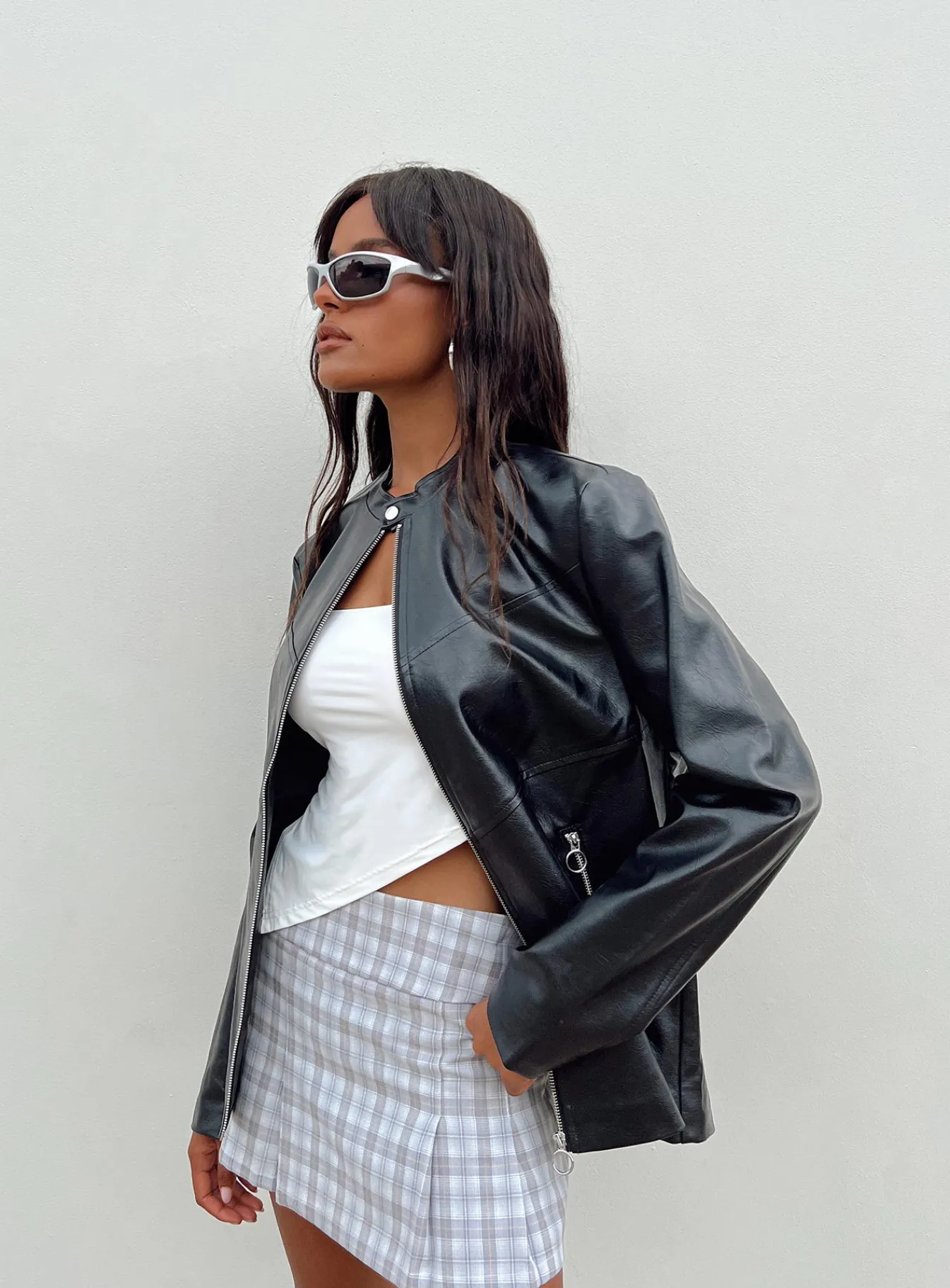 Princess Polly Admiral Faux Leather Jacket Black Fashion