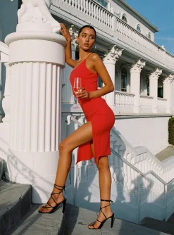 Princess Polly Aero Midi Dress  Red Best