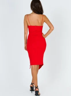 Princess Polly Aero Midi Dress Red Best