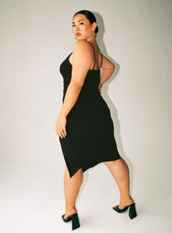 Princess Polly Aero Midi Dress Curve   Black Outlet