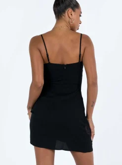 Princess Polly Agnola Lace Trim Mini Dress Black Store