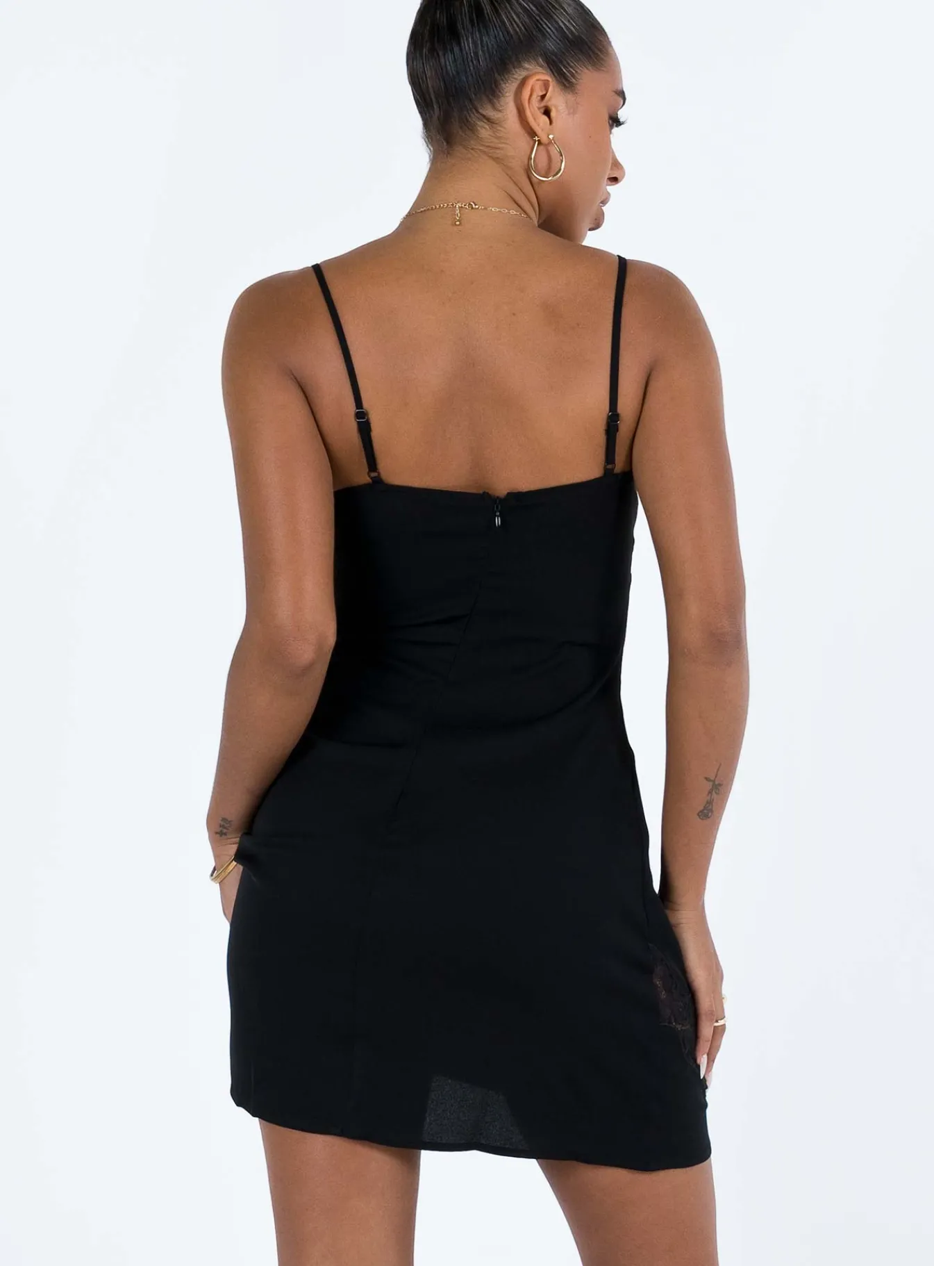 Princess Polly Agnola Lace Trim Mini Dress Black Store