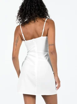 Princess Polly Agnola Lace Trim Mini Dress White Outlet