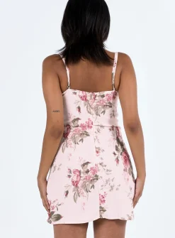 Princess Polly Agnola Lace Trim Mini Dress Pink Multi Sale