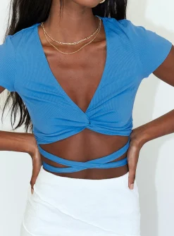 Princess Polly Aiden Top  Blue Store