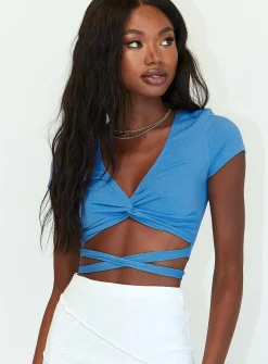 Princess Polly Aiden Top  Blue Store