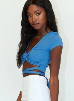 Princess Polly Aiden Top  Blue Store