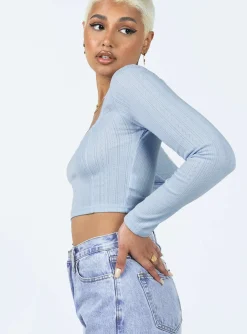 Princess Polly Ajani Long Sleeve Top  Blue Store