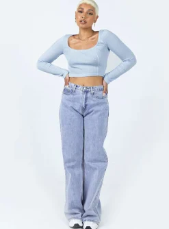 Princess Polly Ajani Long Sleeve Top  Blue Store