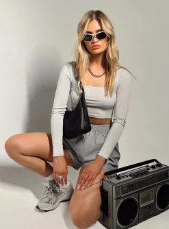 Princess Polly Ajani Long Sleeve Top  Grey Best