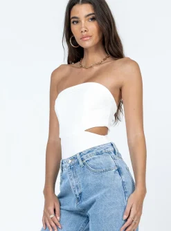 Princess Polly Alaska Strapless Bodysuit  White Best