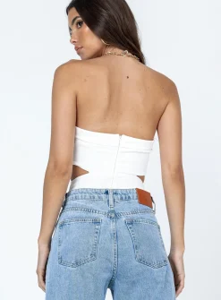Princess Polly Alaska Strapless Bodysuit  White Best