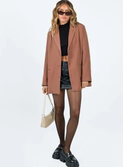 Princess Polly Albert Relaxed Blazer  Brown Clearance