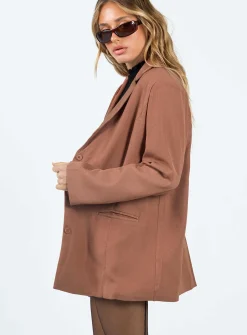 Princess Polly Albert Relaxed Blazer  Brown Clearance