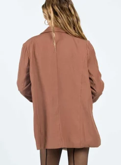 Princess Polly Albert Relaxed Blazer  Brown Clearance