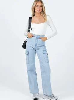 Princess Polly Alberta Long Sleeve Bodysuit  White Flash Sale