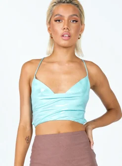Princess Polly Alea Top  Blue Sale