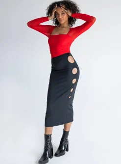 Princess Polly Alice Keyhole Maxi Skirt  Black Flash Sale
