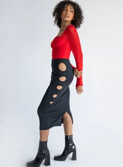 Princess Polly Alice Keyhole Maxi Skirt  Black Flash Sale
