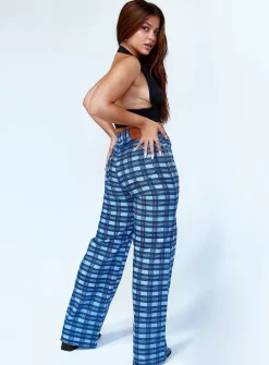 Princess Polly Alice Wide Leg Check Jeans Denim Best
