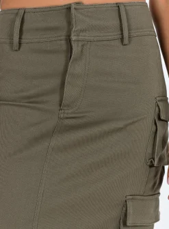 Princess Polly Alida Cargo Midi Skirt  Olive Green Outlet