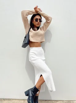 Princess Polly Alivia Cropped Sweater  Beige Fashion