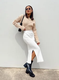 Princess Polly Alivia Cropped Sweater  Beige Fashion